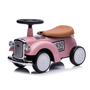 Classic 1930 Loopauto - Rubberen wielen - 1 tot 3 jaar - Opbergbox - Roze Loopauto Buitenspeelgoed